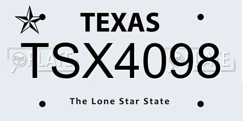 TSX4098 Texas License Plate
