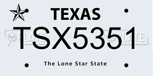 TSX5351 Texas License Plate