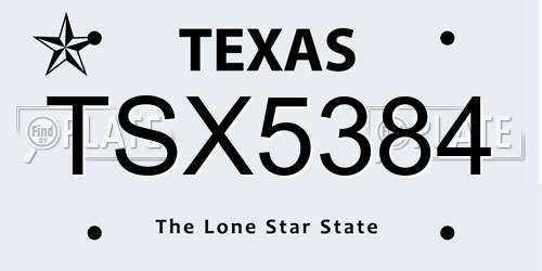 TSX5384 Texas License Plate