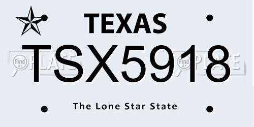 TSX5918 Texas License Plate