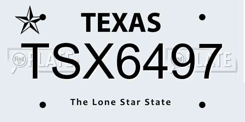 TSX6497 Texas License Plate