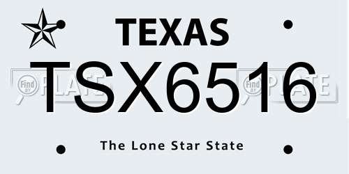 TSX6516 Texas License Plate
