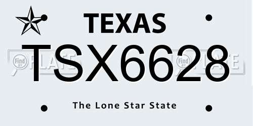 TSX6628 Texas License Plate