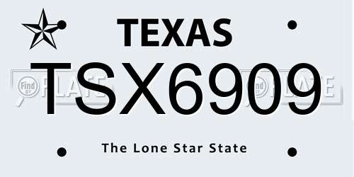 TSX6909 Texas License Plate