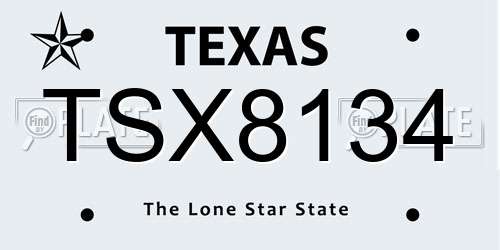 TSX8134 Texas License Plate