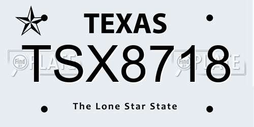 TSX8718 Texas License Plate