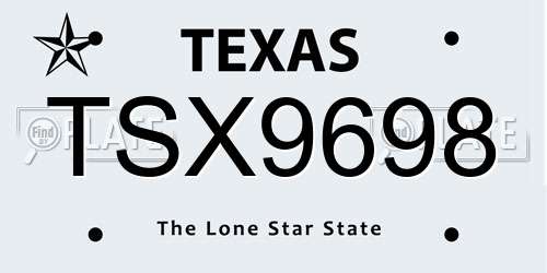 TSX9698 Texas License Plate