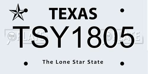 TSY1805 Texas License Plate