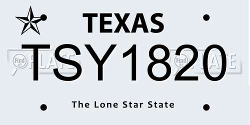 TSY1820 Texas License Plate