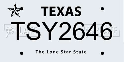 TSY2646 Texas License Plate