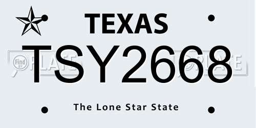 TSY2668 Texas License Plate