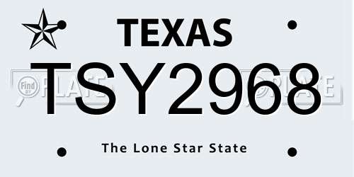 TSY2968 Texas License Plate