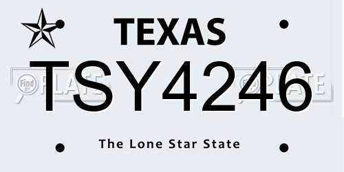 TSY4246 Texas License Plate