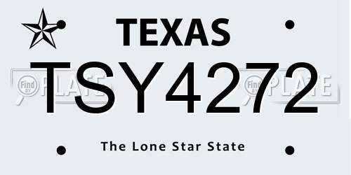 TSY4272 Texas License Plate