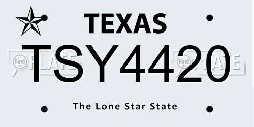TSY4420 Texas License Plate