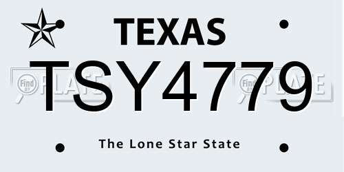 TSY4779 Texas License Plate
