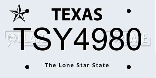 TSY4980 Texas License Plate