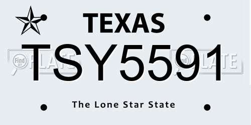 TSY5591 Texas License Plate
