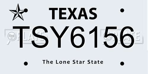 TSY6156 Texas License Plate