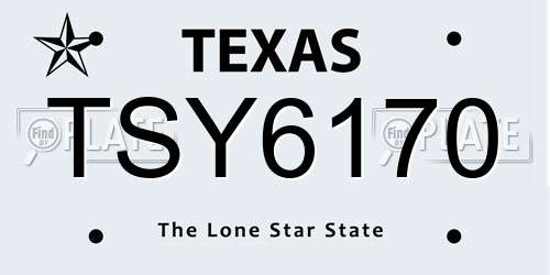 TSY6170 Texas License Plate