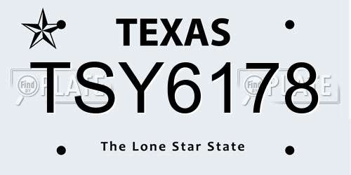 TSY6178 Texas License Plate