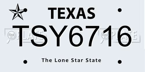 TSY6716 Texas License Plate