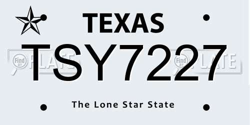 TSY7227 Texas License Plate