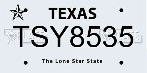 TSY8535 Texas License Plate