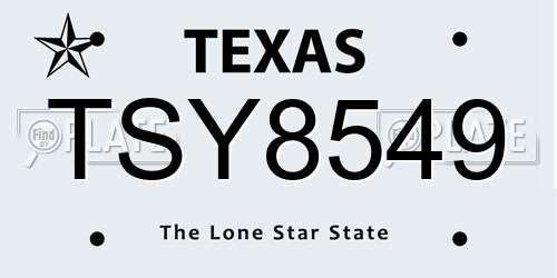 TSY8549 Texas License Plate