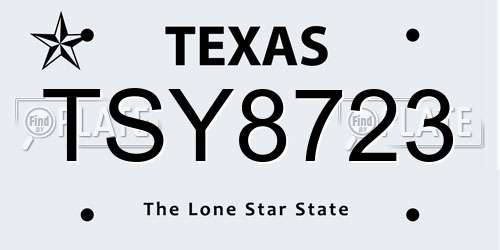 TSY8723 Texas License Plate