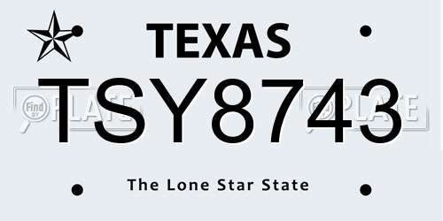 TSY8743 Texas License Plate