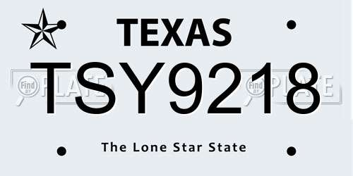 TSY9218 Texas License Plate