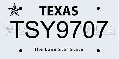 TSY9707 Texas License Plate