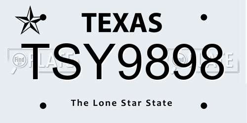 TSY9898 Texas License Plate