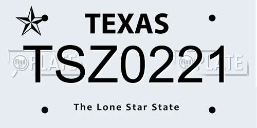 TSZ0221 Texas License Plate