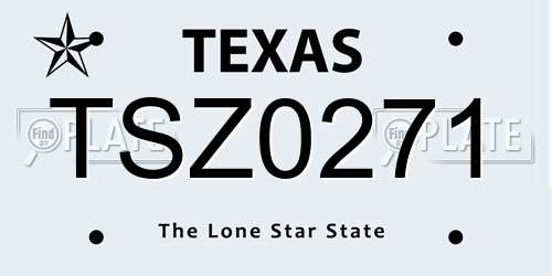 TSZ0271 Texas License Plate