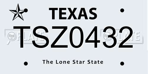TSZ0432 Texas License Plate