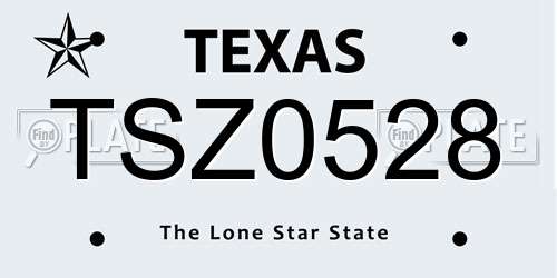 TSZ0528 Texas License Plate