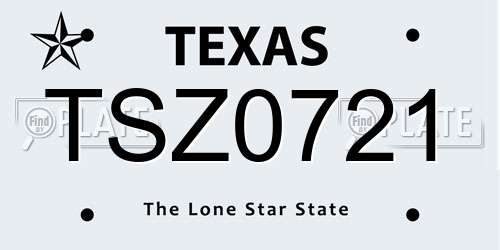 TSZ0721 Texas License Plate