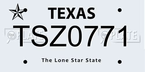 TSZ0771 Texas License Plate