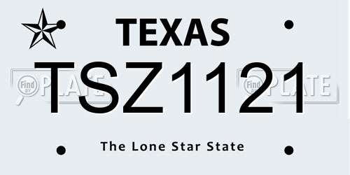 TSZ1121 Texas License Plate