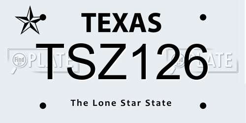 TSZ126 Texas License Plate