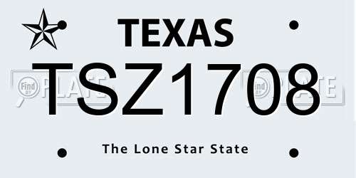 TSZ1708 Texas License Plate