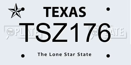 TSZ176 Texas License Plate