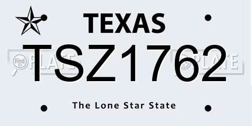 TSZ1762 Texas License Plate
