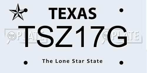 TSZ17G Texas License Plate