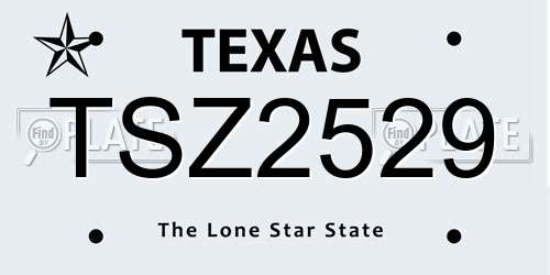 TSZ2529 Texas License Plate