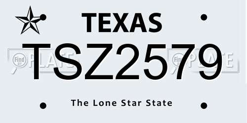 TSZ2579 Texas License Plate