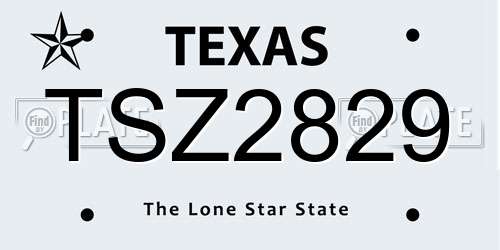 TSZ2829 Texas License Plate