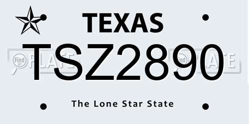TSZ2890 Texas License Plate